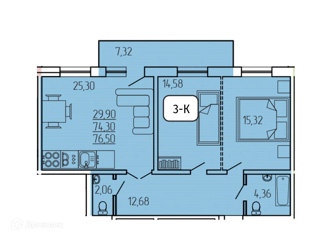 Фото квартиры в ЖК "SMIT-квартал в 128 кв."