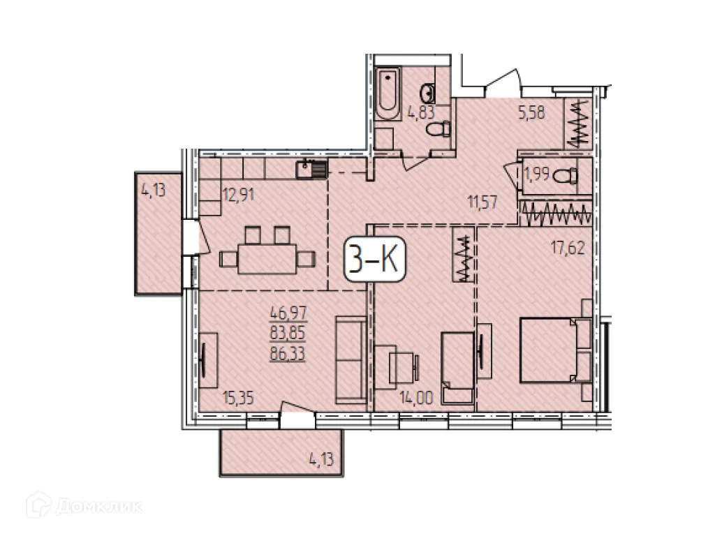 Фото квартиры в ЖК "SMIT-квартал в 128 кв."