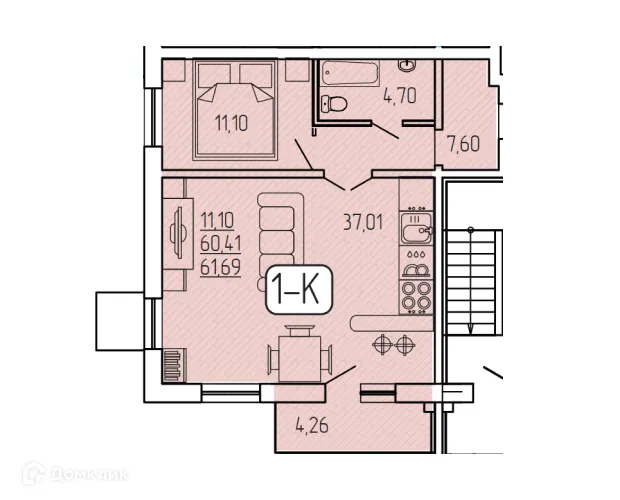 Фото квартиры в ЖК "SMIT-квартал в 128 кв."