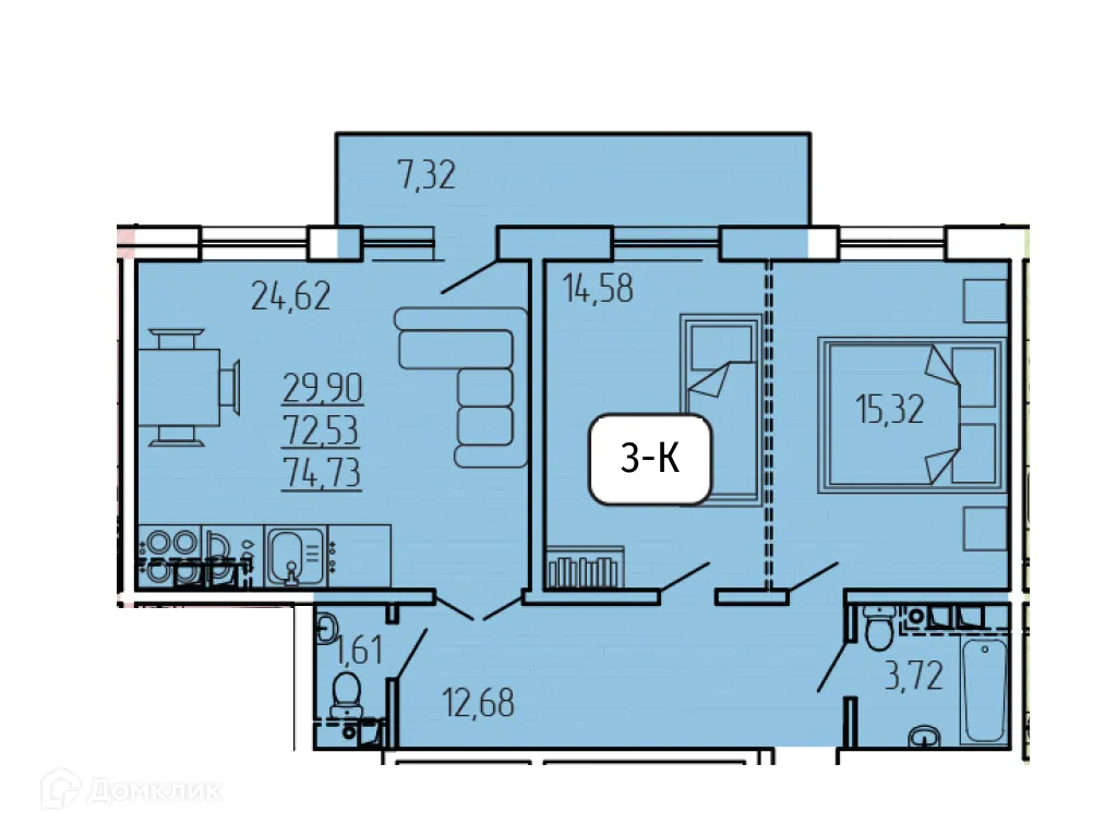 Фото квартиры в ЖК "SMIT-квартал в 128 кв."