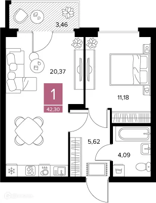 Фото квартиры в ЖК Квартал Дягилев