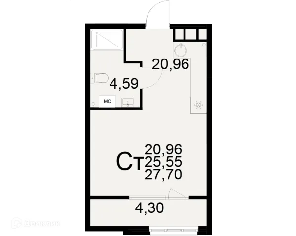 Планировка 1 комн. в ЖК Радости жизни