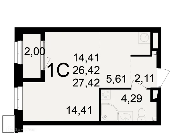 Планировка 1 комн. в ЖК Макроквартал "Свобода"