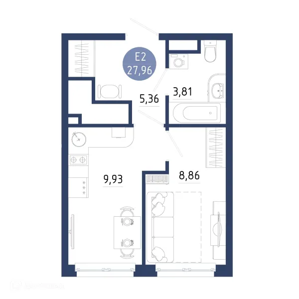 Планировка 1 комн. в ЖК Бульвар оптимистов