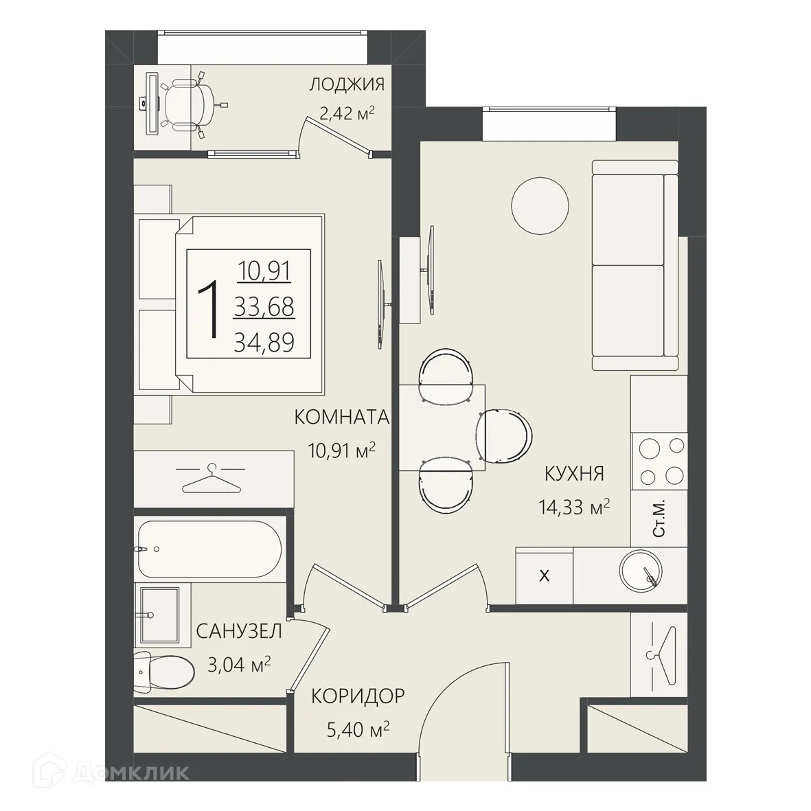 Фото квартиры в ЖК БЕРЕГ ВОЛГИ