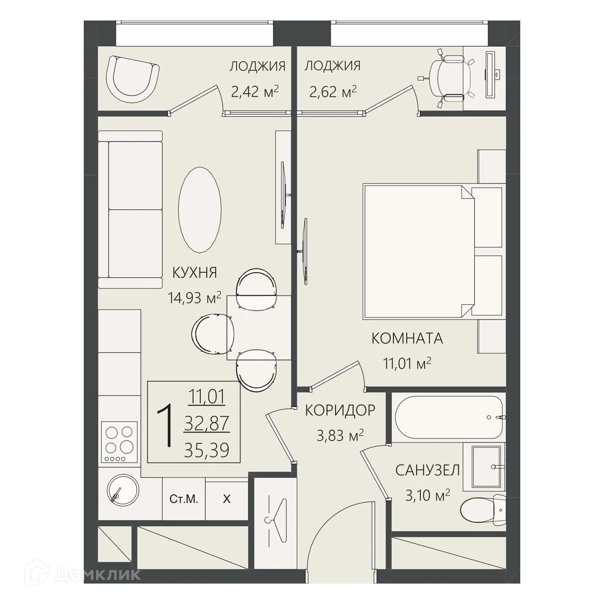 Фото квартиры в ЖК БЕРЕГ ВОЛГИ