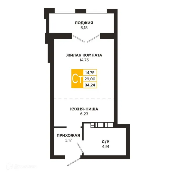Планировка Студия в ЖК Ривер Парк