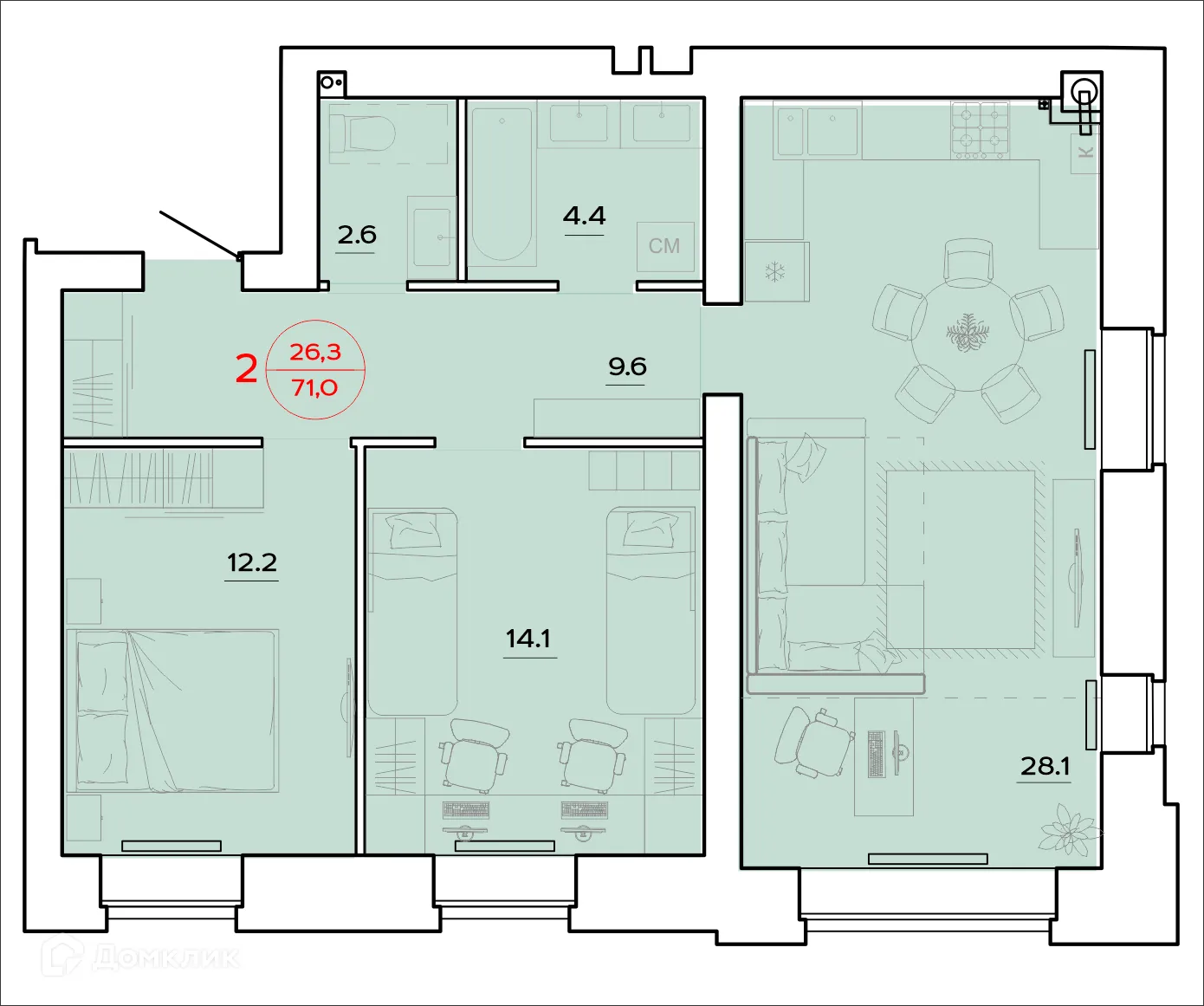 Фото квартиры в ЖК Времена Года