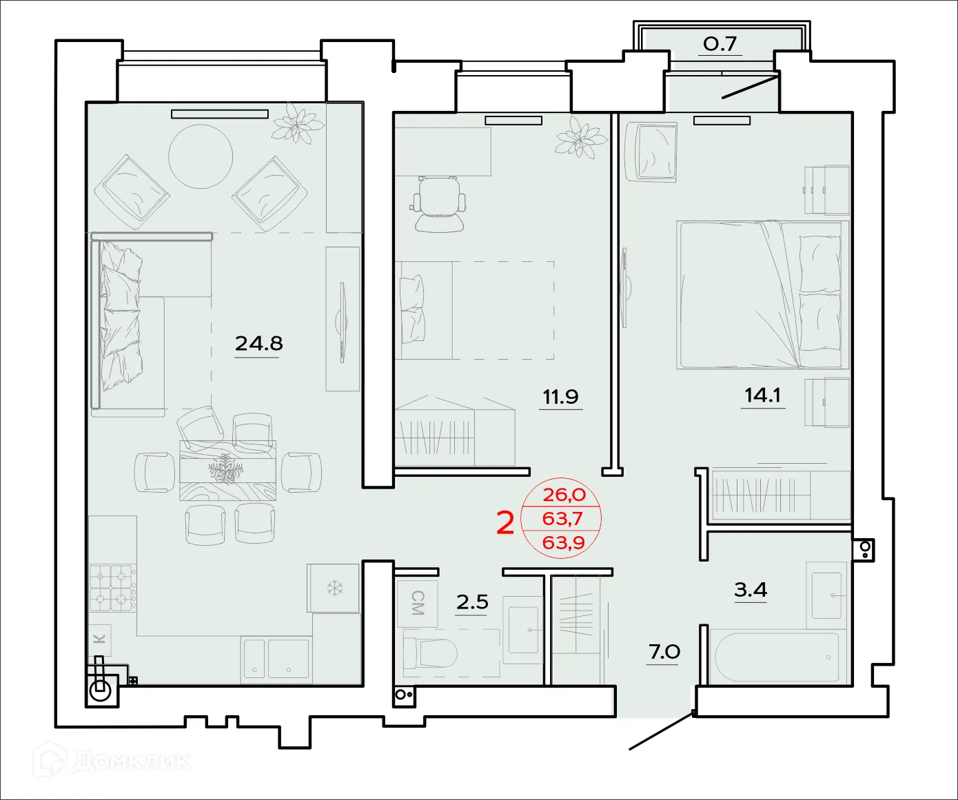 Фото квартиры в ЖК Времена Года