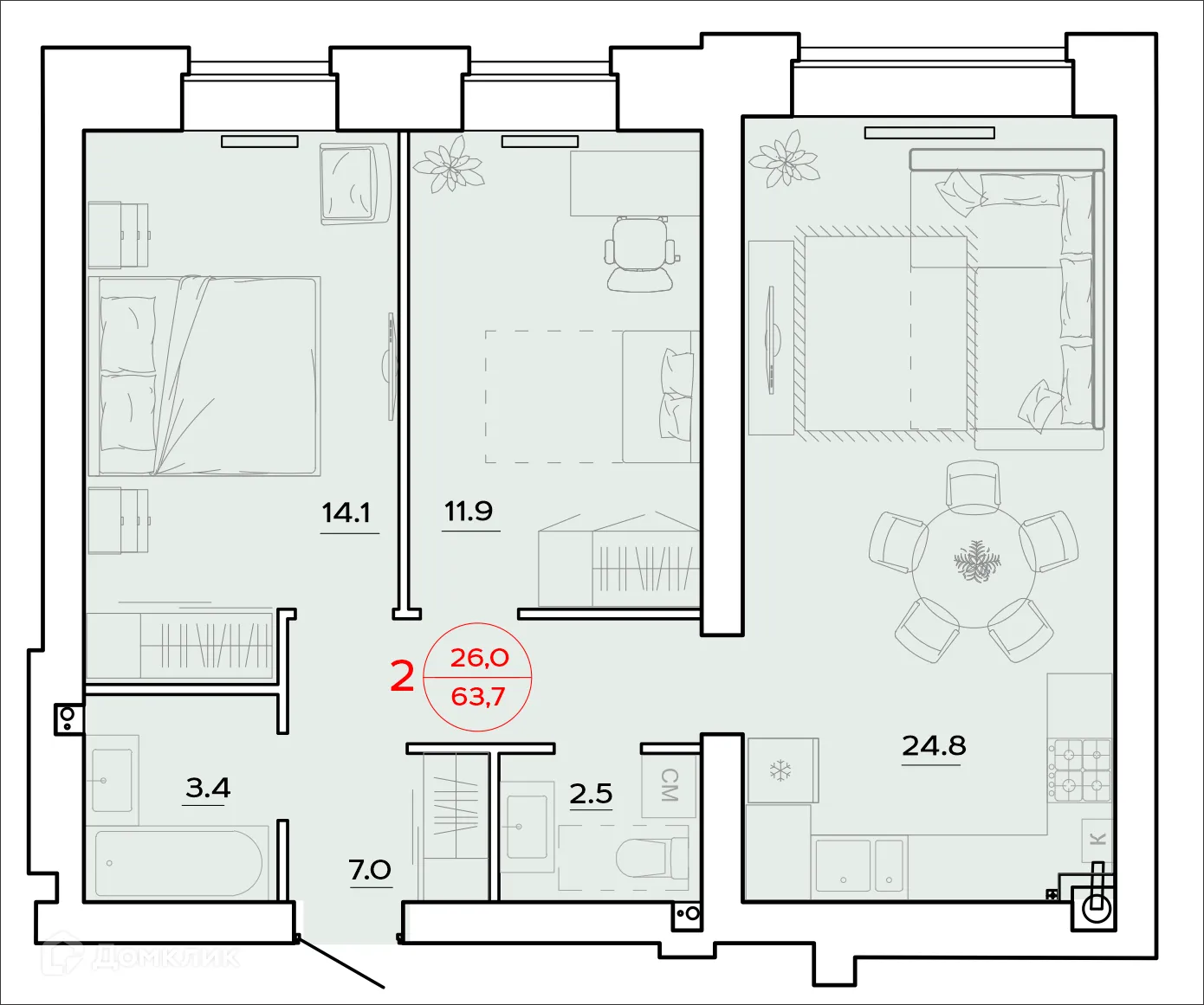 Фото квартиры в ЖК Времена Года