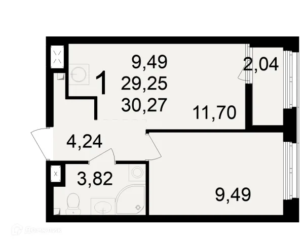 Планировка 1 комн. в ЖК Макроквартал "Свобода"