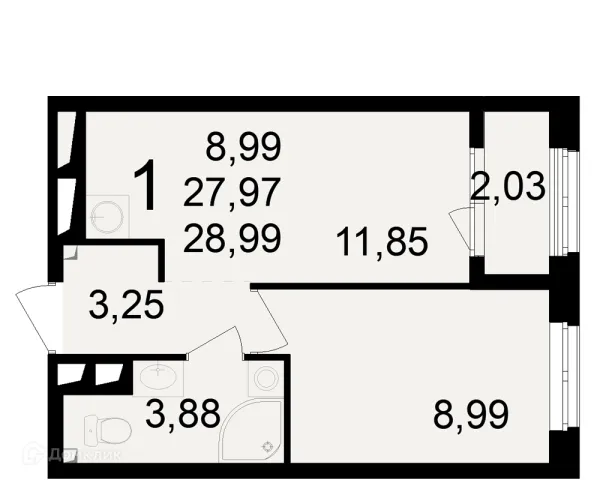 Планировка 1 комн. в ЖК Макроквартал "Свобода"