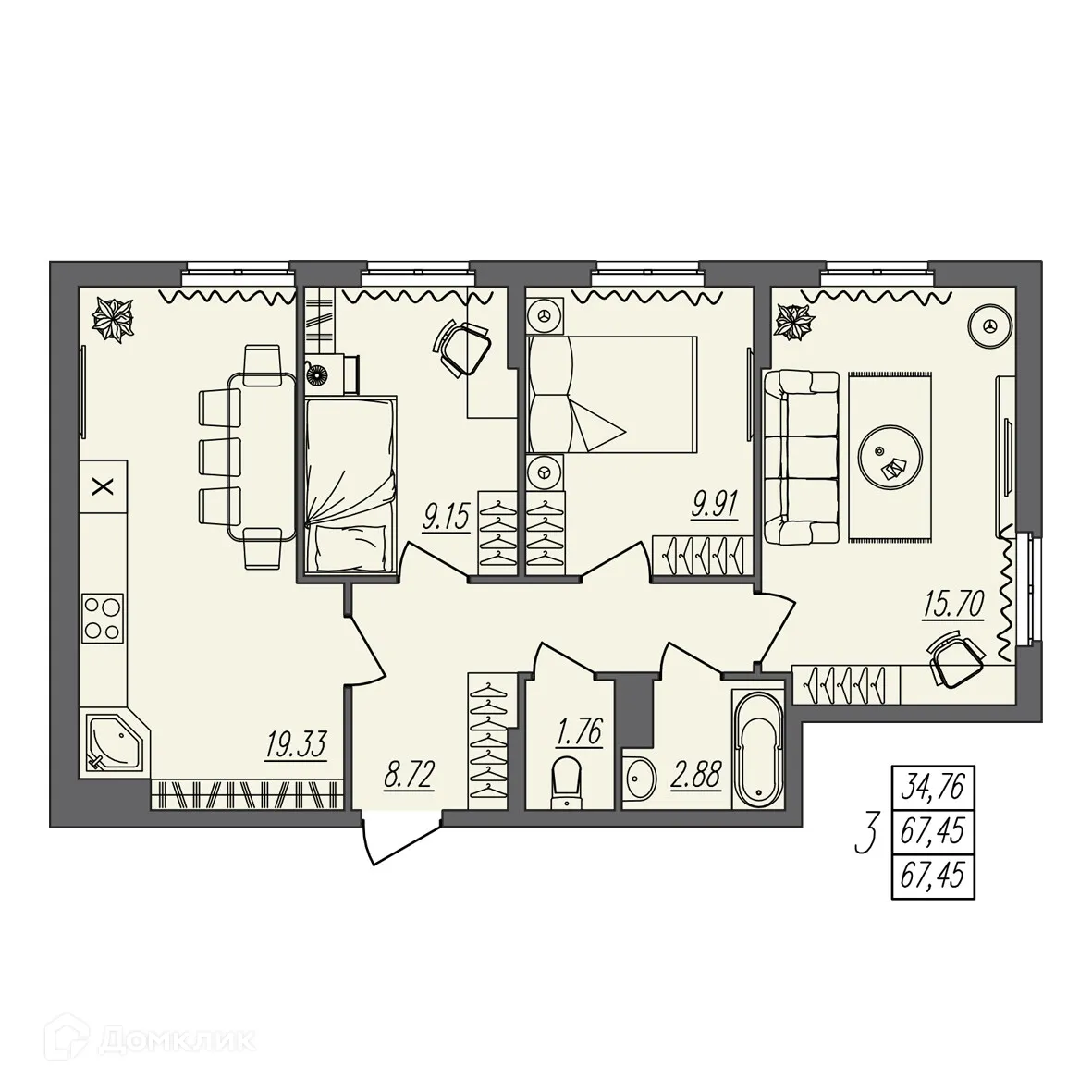 Фото квартиры в ЖК Гранат