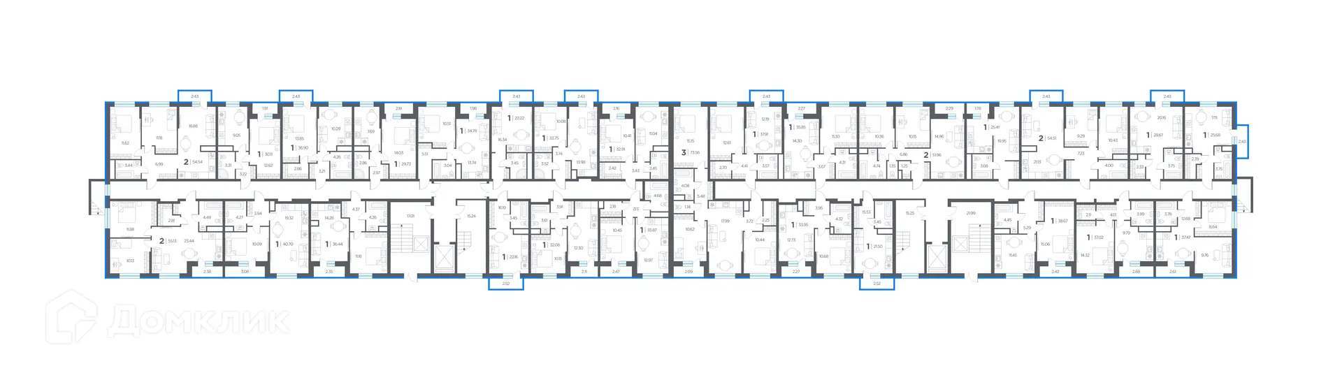 Планировка 1-комнатной квартиры 37.91 м² в ЖК Окские просторы, г. Рязань — фото 2