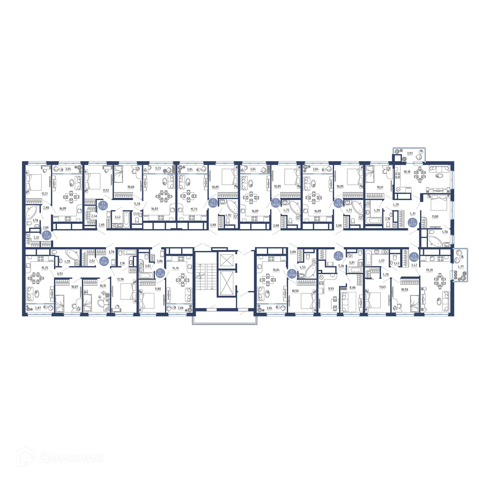 Планировка 1-комнатной квартиры 37.99 м² в ЖК Бульвар оптимистов, г. Дядьково — фото 2