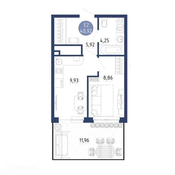 Планировка 1 комн. в ЖК Бульвар оптимистов