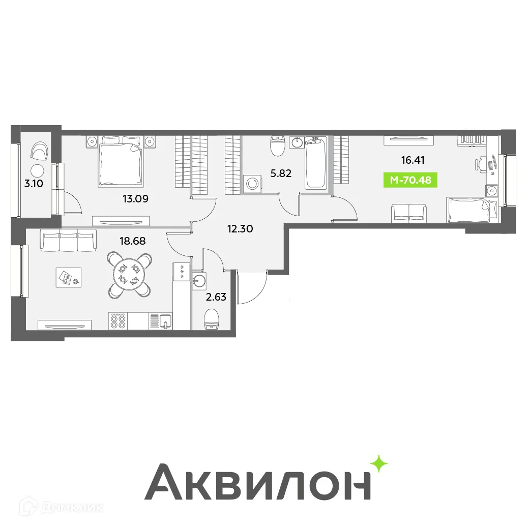 Фото квартиры в ЖК Аквилон Leaves (Аквилон Ливз)