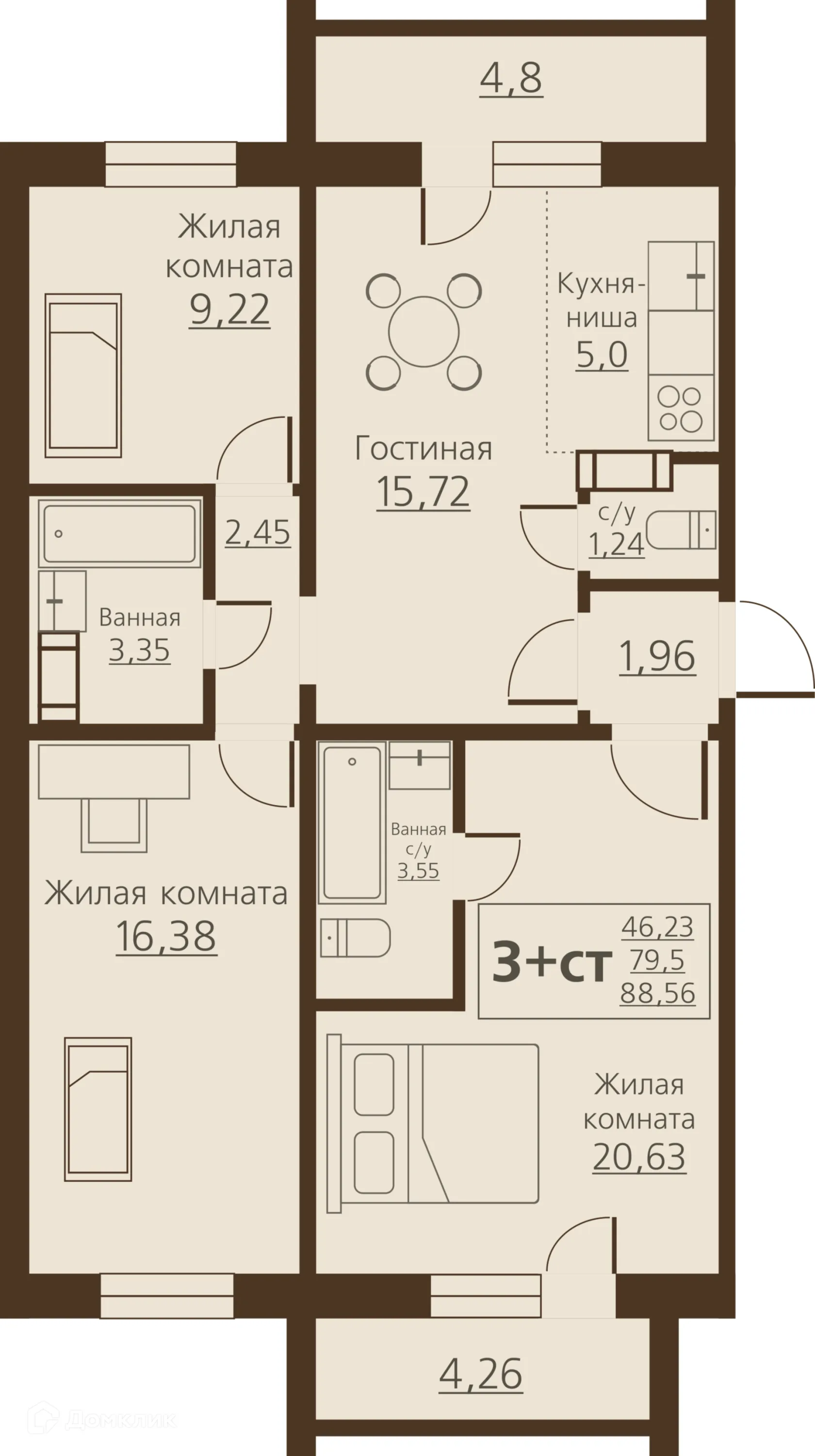 Фото квартиры в ЖК "Рябина Парк"