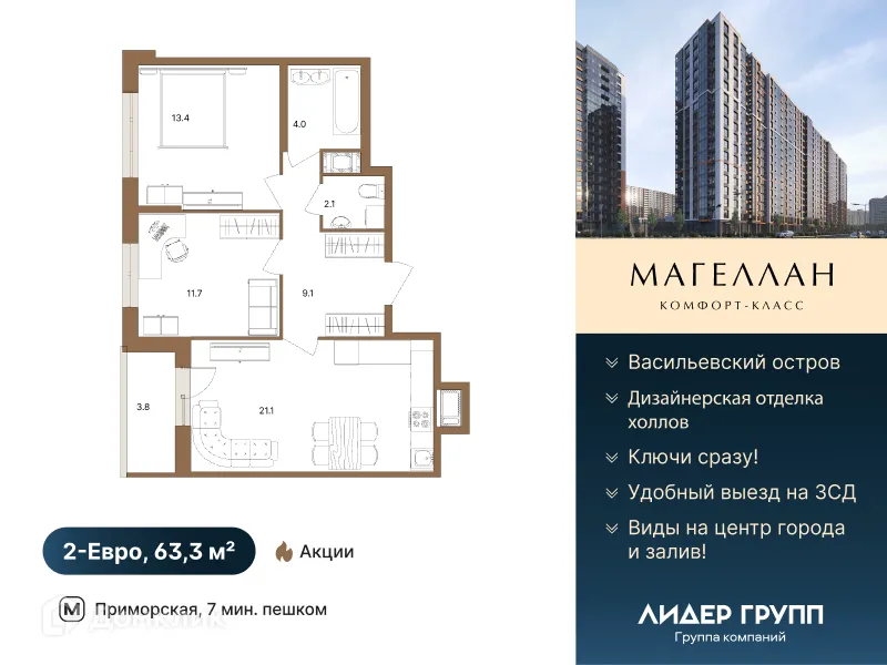 Фото квартиры в ЖК ГАВАНЬ КАПИТАНОВ