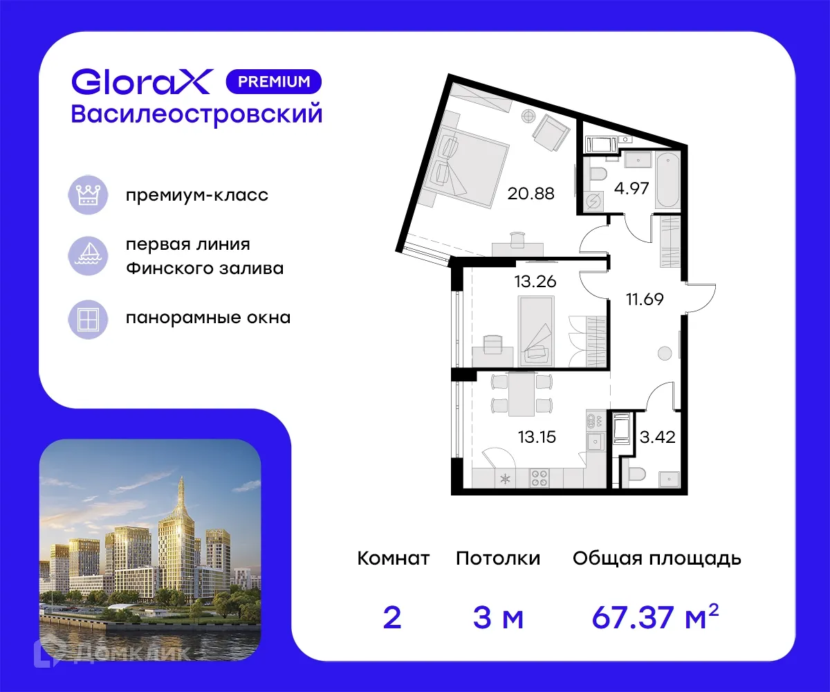 Фото квартиры в ЖК GloraX Premium Василеостровский