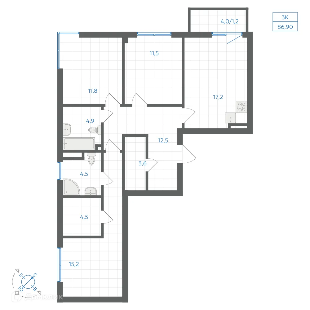 Фото квартиры в ЖК Квартал "Клевер"