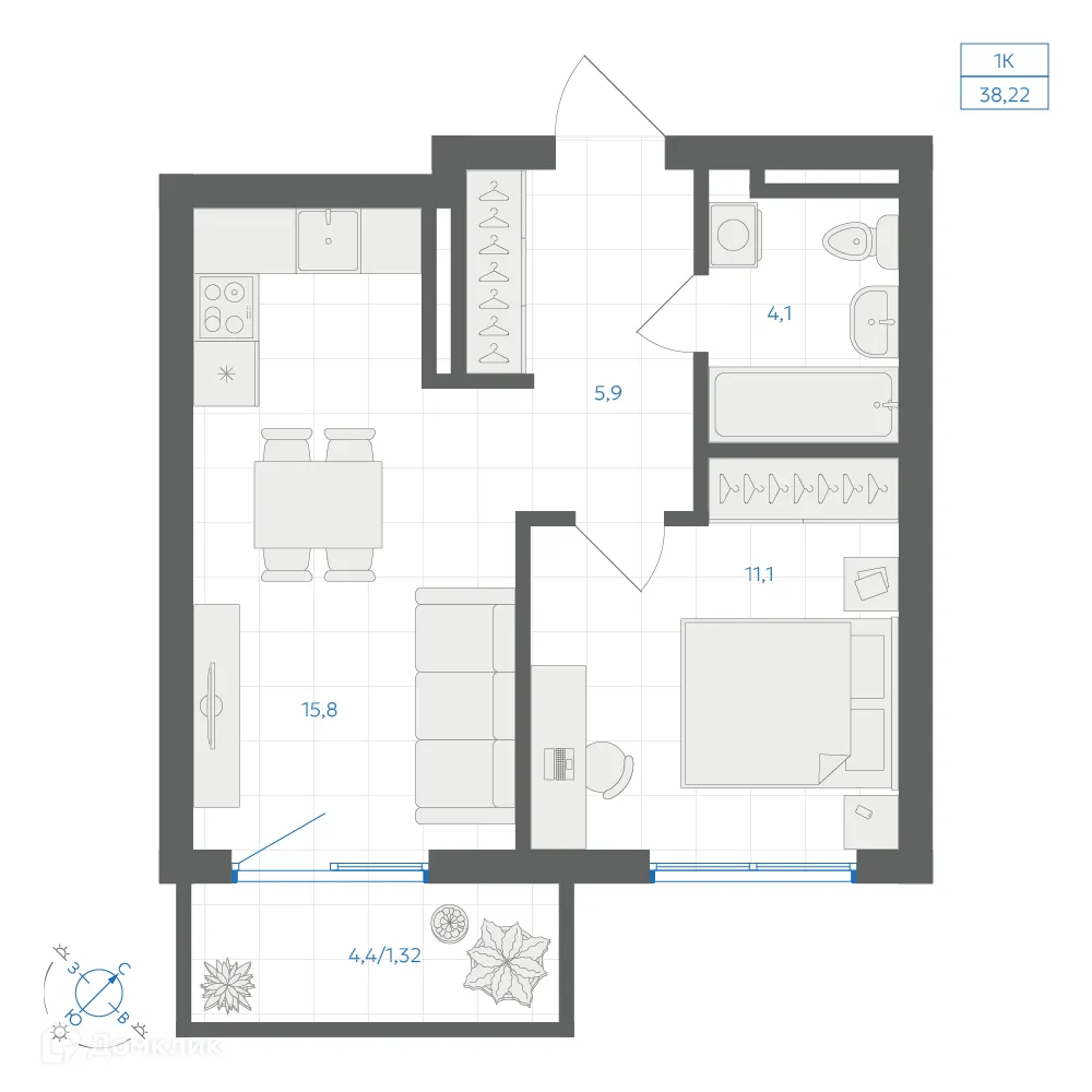 Фото квартиры в ЖК Квартал "Клевер"