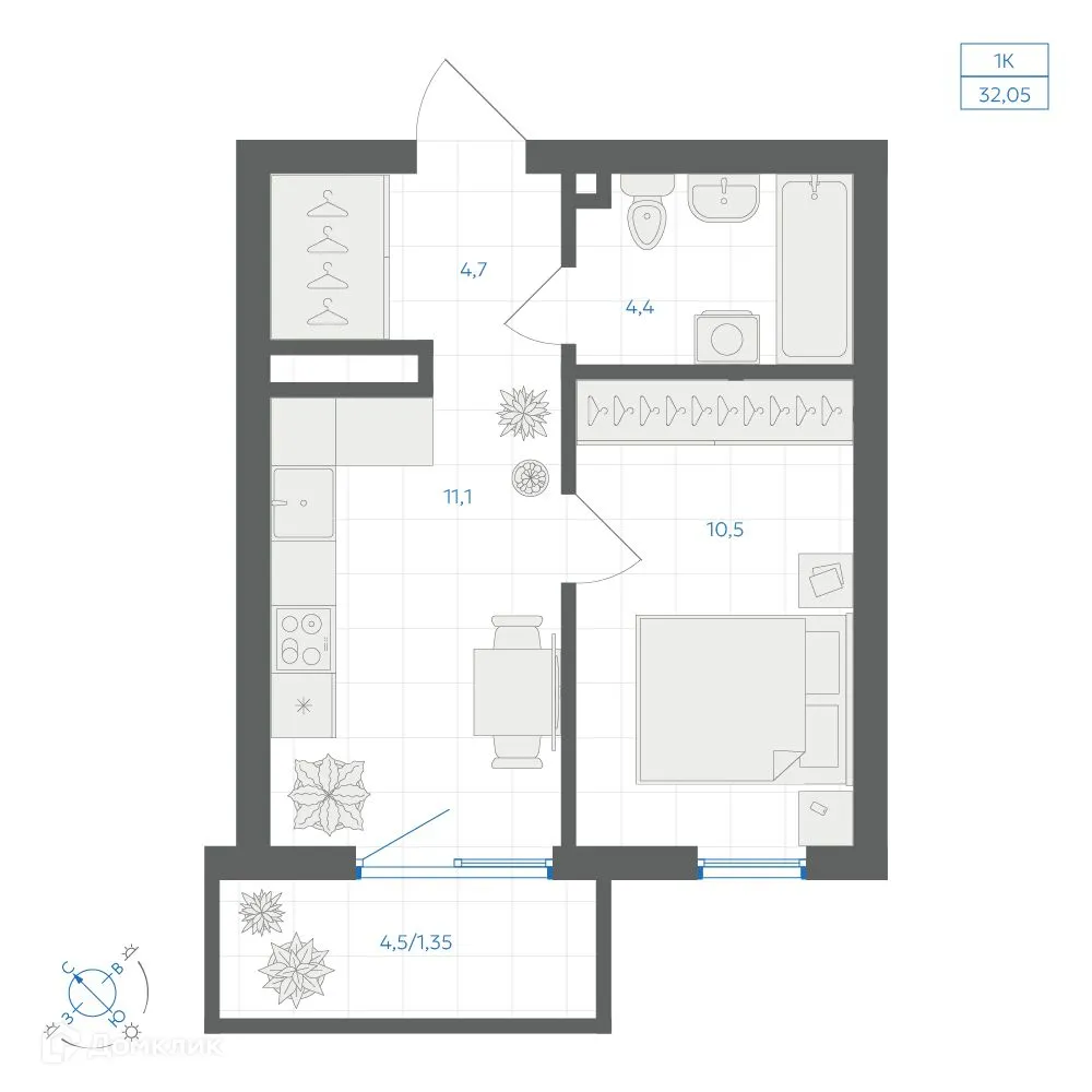 Фото квартиры в ЖК Квартал "Клевер"