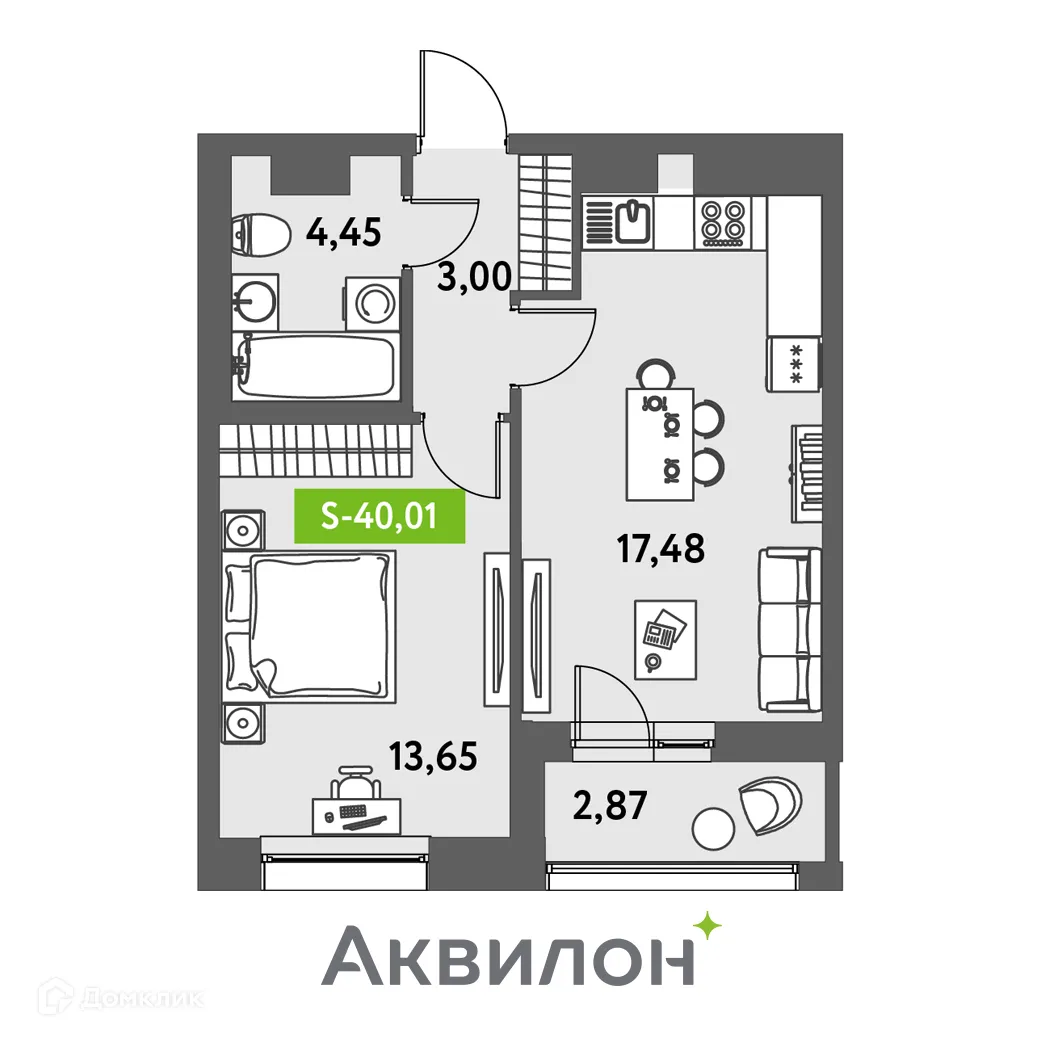 Фото квартиры в ЖК Аквилон Leaves (Аквилон Ливз)