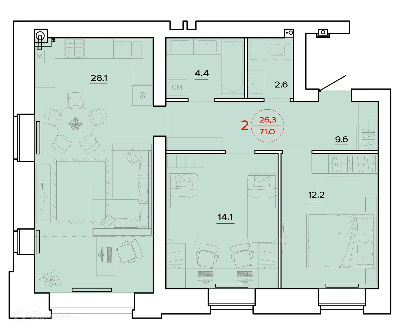 Фото квартиры в ЖК Времена Года