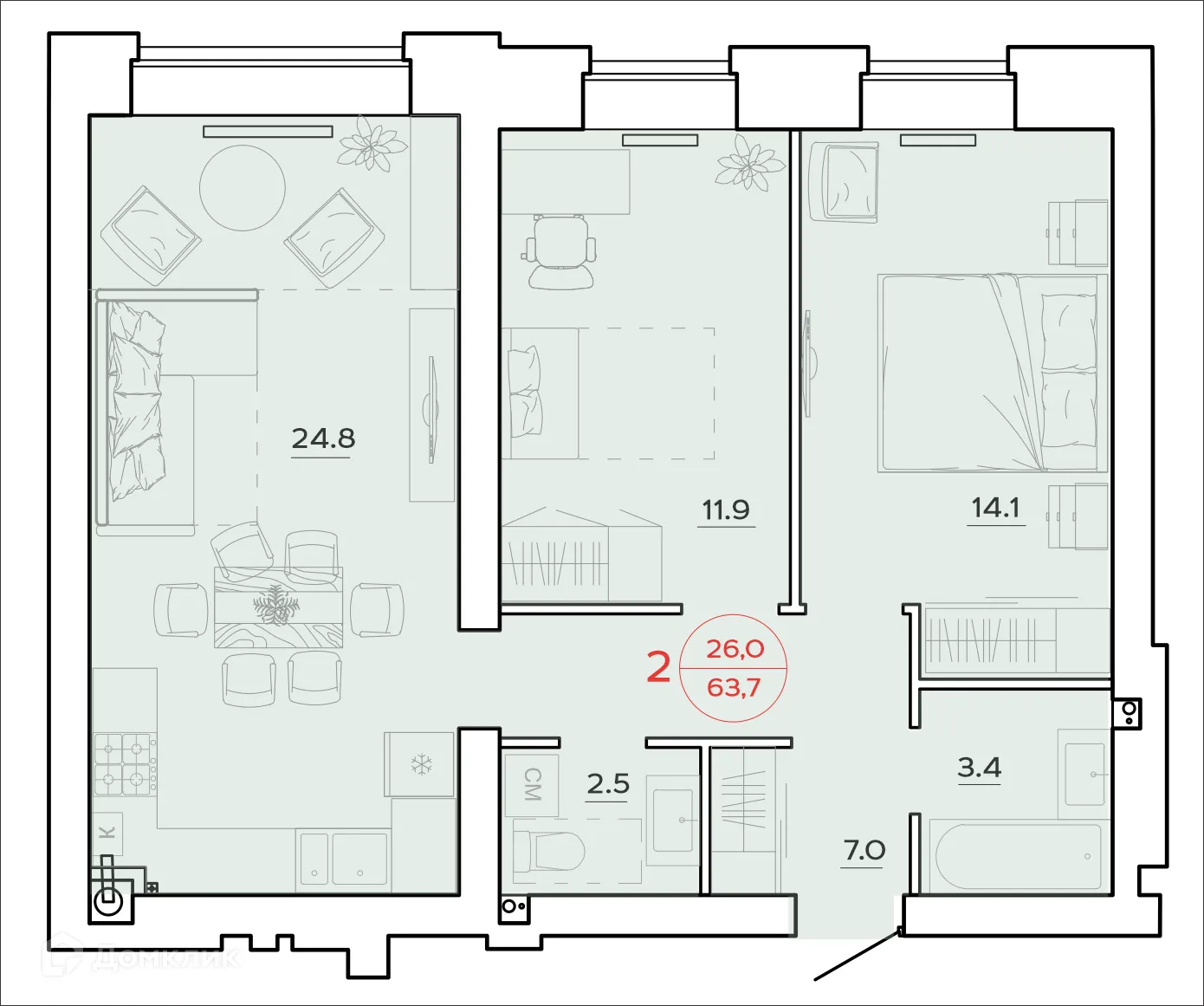 Фото квартиры в ЖК Времена Года