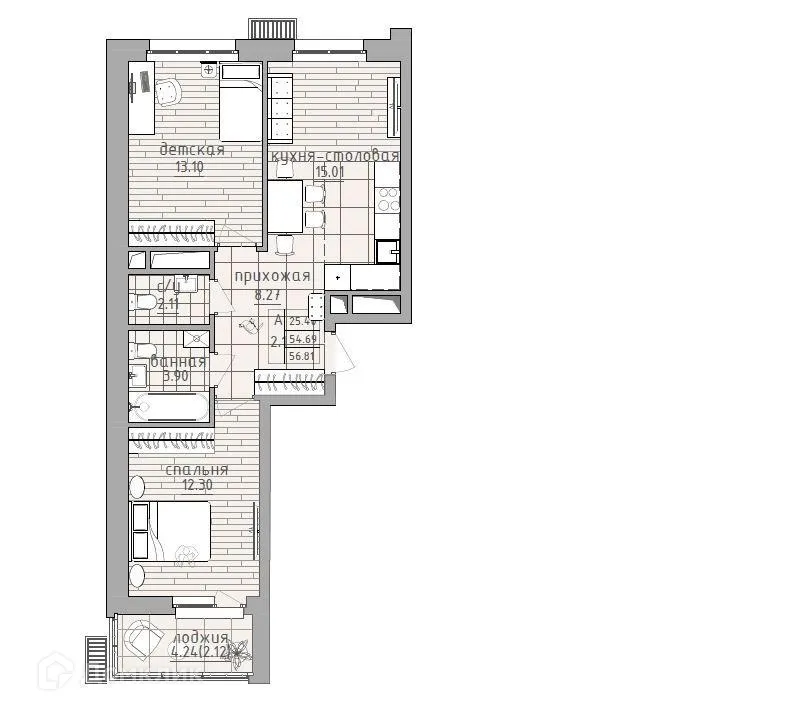 Фото квартиры в ЖК SREDA of LIFE (Среда оф Лайф)
