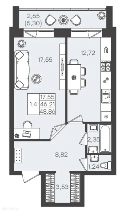 Фото квартиры в ЖК DOLCE VITA (ДОЛЬЧЕ ВИТА)
