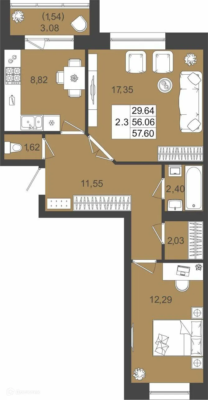 Фото квартиры в ЖК DOLCE VITA (ДОЛЬЧЕ ВИТА)