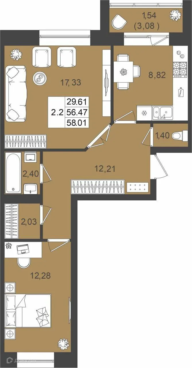 Фото квартиры в ЖК DOLCE VITA (ДОЛЬЧЕ ВИТА)