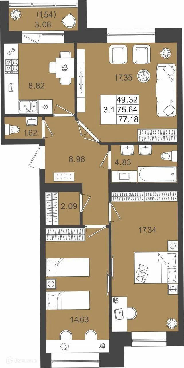 Фото квартиры в ЖК DOLCE VITA (ДОЛЬЧЕ ВИТА)