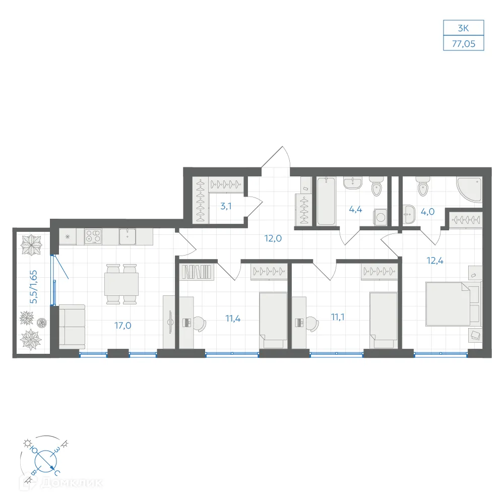 Фото квартиры в ЖК Квартал "Клевер"