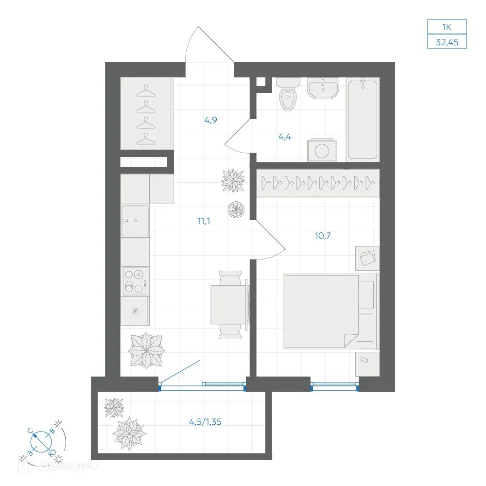 Фото квартиры в ЖК Квартал "Клевер"