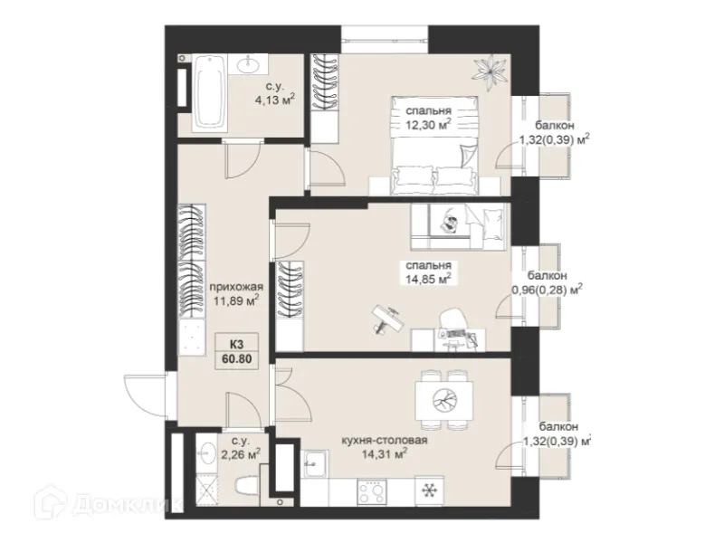 Фото квартиры в ЖК Резиденция МОН на Чернышевского