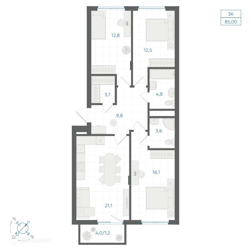 Фото квартиры в ЖК Квартал "Клевер"