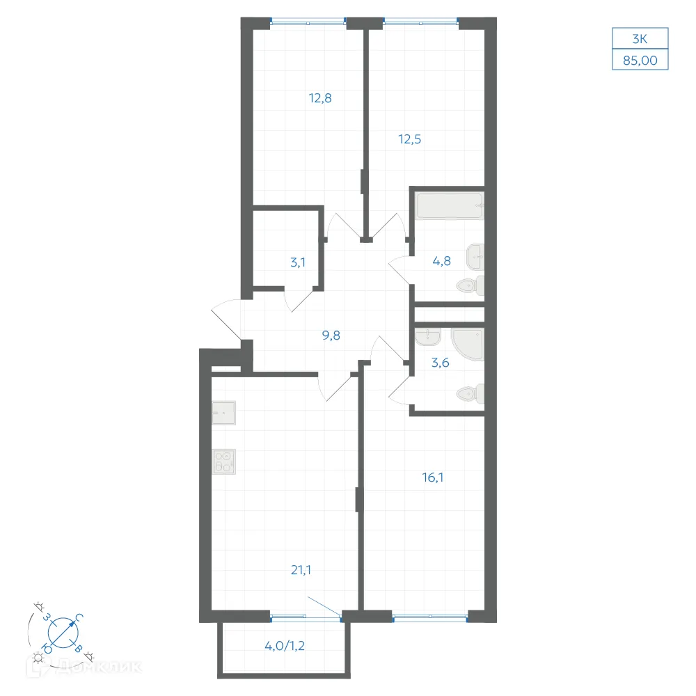 Фото квартиры в ЖК Квартал "Клевер"