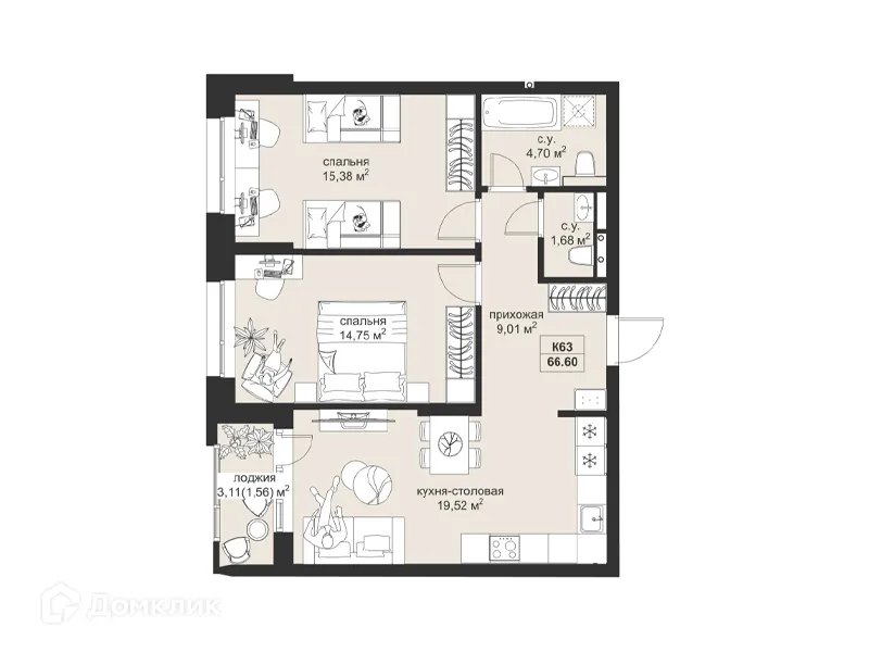 Фото квартиры в ЖК Резиденция МОН на Чернышевского