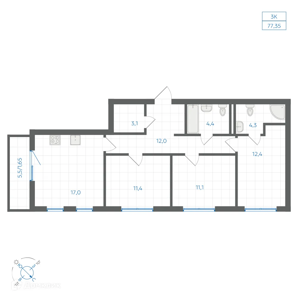 Фото квартиры в ЖК Квартал "Клевер"