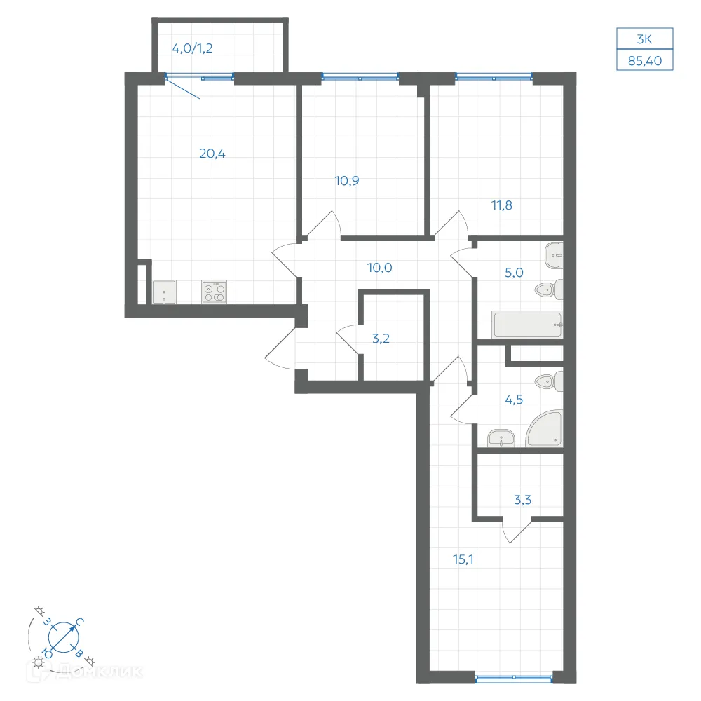 Фото квартиры в ЖК Квартал "Клевер"