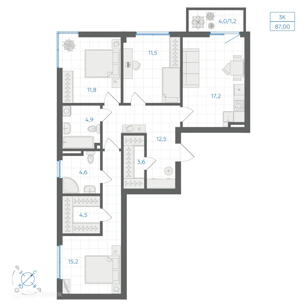 Фото квартиры в ЖК Квартал "Клевер"