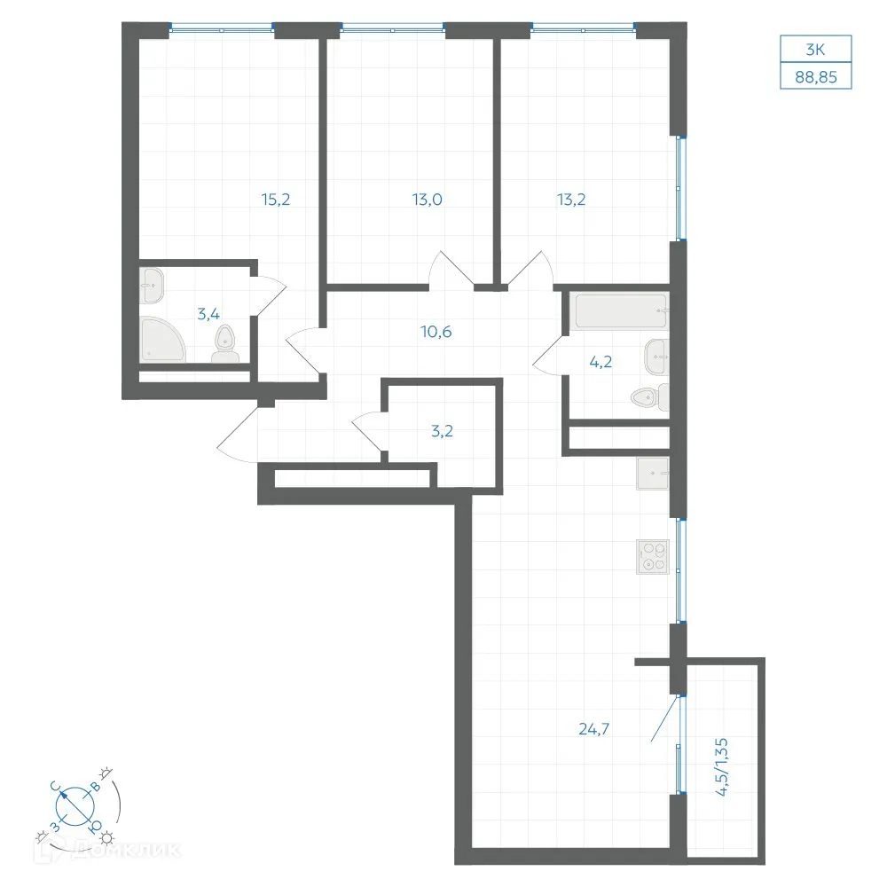 Фото квартиры в ЖК Квартал "Клевер"