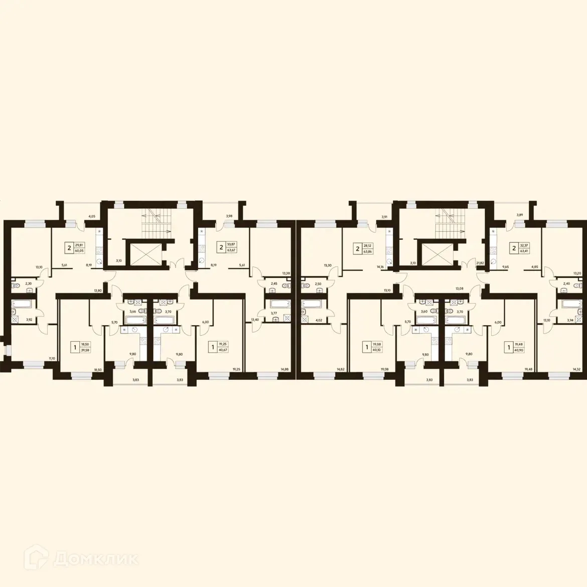 Планировка 1-комнатной квартиры 39.58 м² в ЖК MATUR (МАТУР), г. Уфа — фото 1
