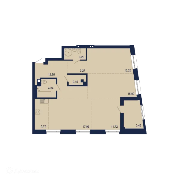 Планировка 4 комн. в ЖК NEW BRIDGE (Нью Бридж)