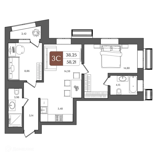 Квартира в ЖК "ХОЛМОГОРЫ"