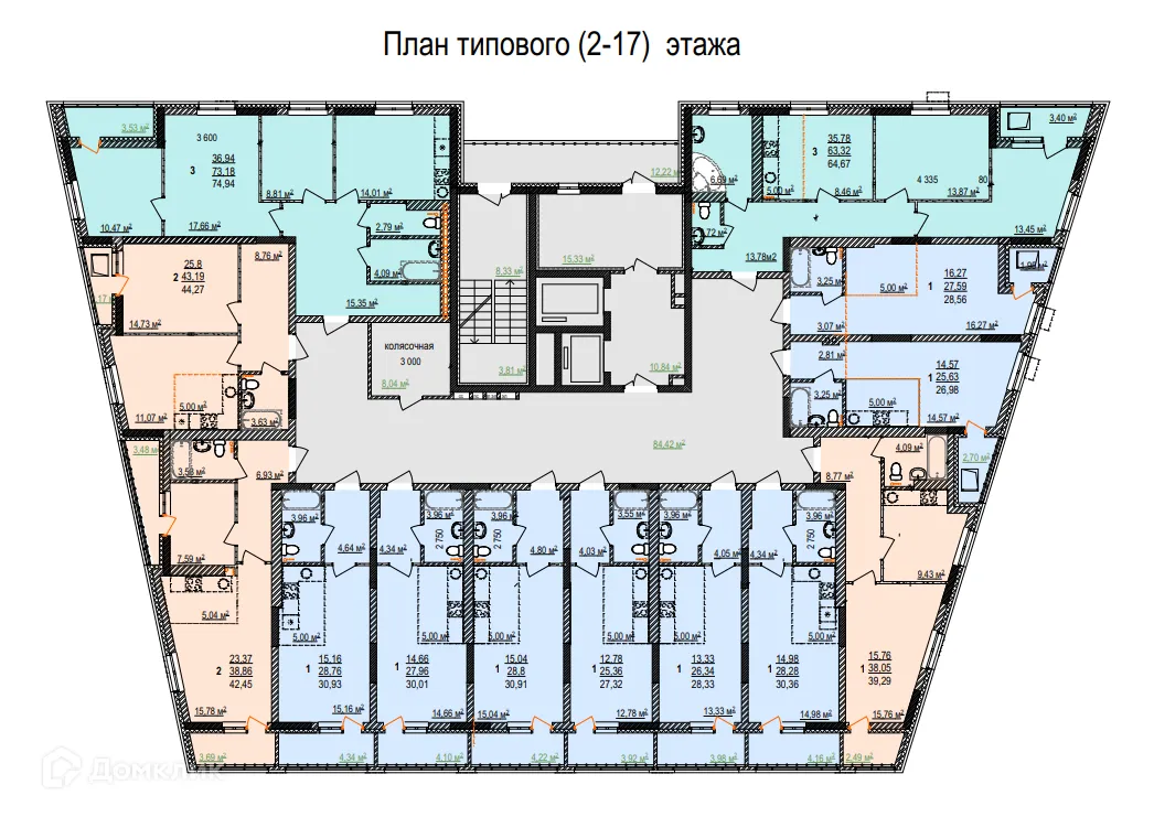 Планировка 1-комнатной квартиры 39.29 м² в ЖК Дом на Бородинской, г. Уфа — фото 1