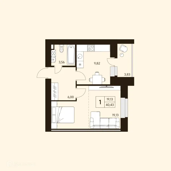 Планировка 1 комн. в ЖК MATUR (МАТУР)